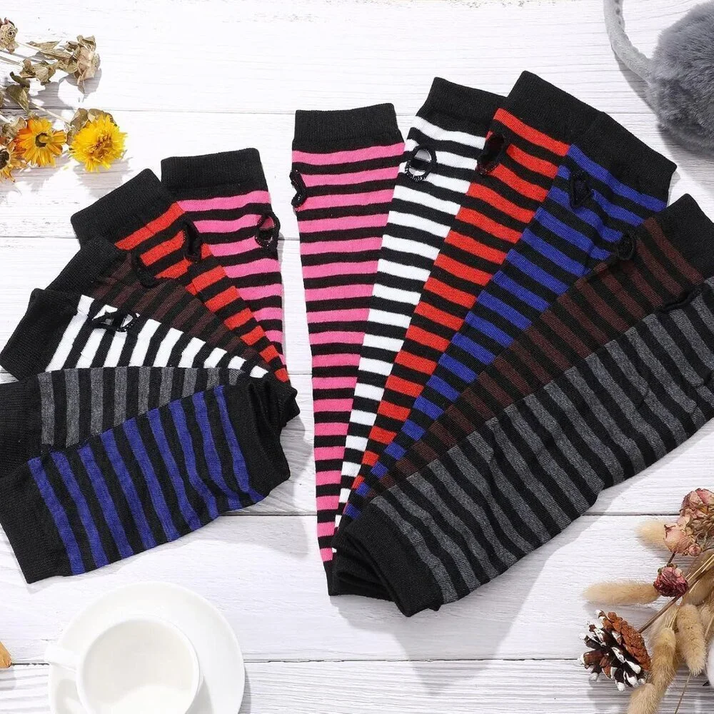 12 Pairs Women's Fingerless Gloves and Arm Warmers Set Winter Warm Stretchy